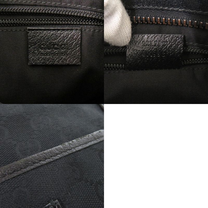 Gucci 122793 GG Canvas Leather Black Shoulder Bag Black 1530 Gucci