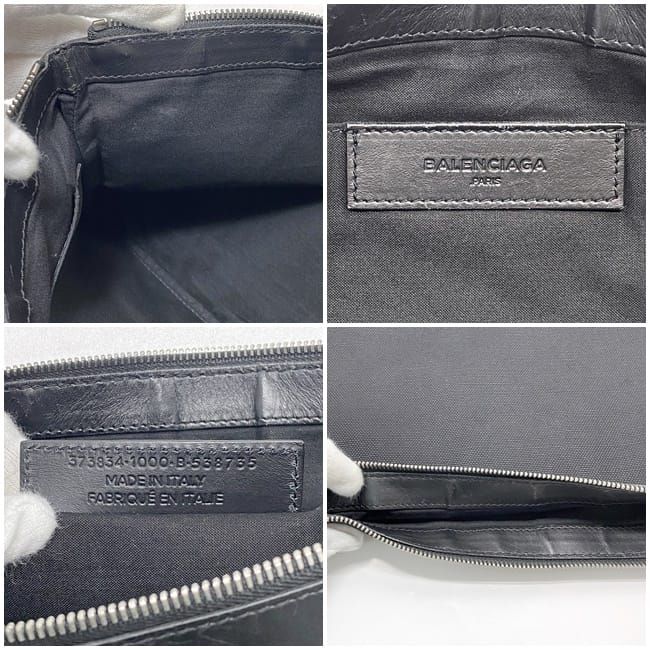 Balenciaga Clutch Bag Navy Clip M Black 373834