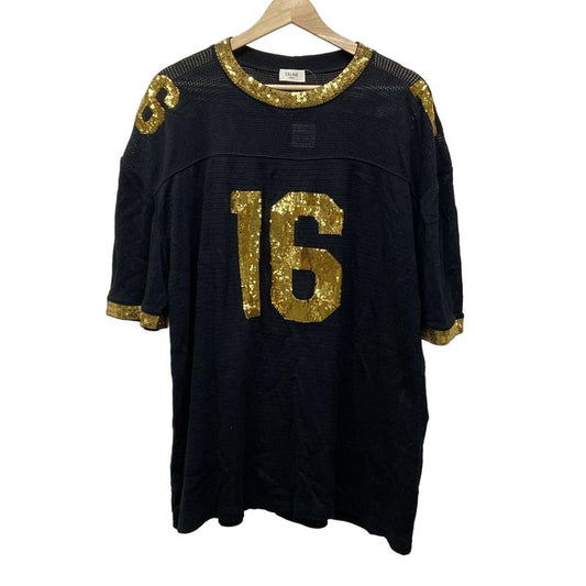 Celine Short Sleeve Cut And Sewn Size XS - 2x26f8181 Black And Gold Crew