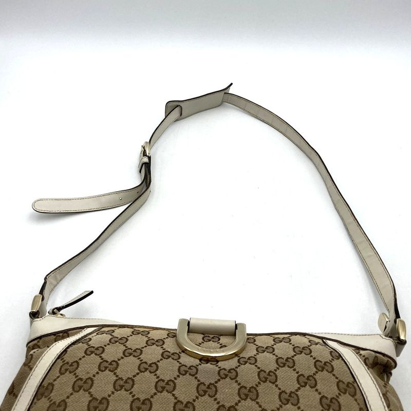 Gucci 204940 Abby Crossbody Shoulder Bag Beige/white GG Canvas/leather Ladies