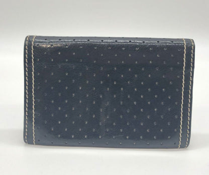 Prada Card Case Business Card Holder Perforated Leather Triangle Logo Black