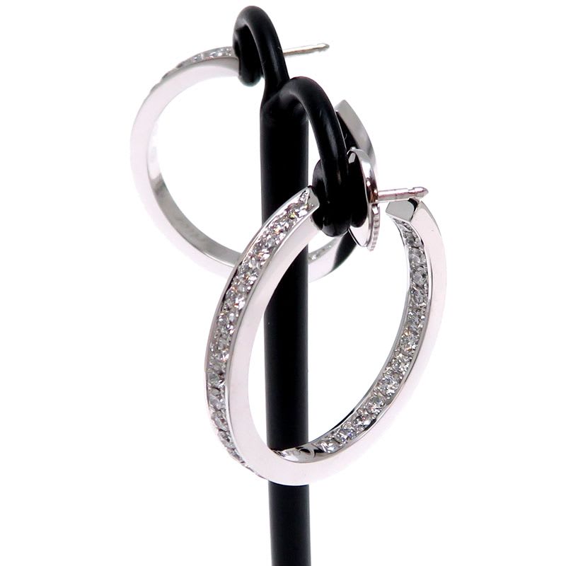 Cartier Diamond Hoop White Gold Earrings