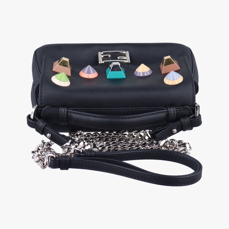 Fendi Micro Monster Double Baguette Black And Multicolor Leather 8m0371