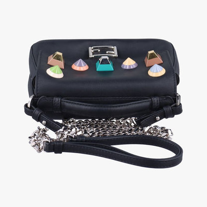 Fendi Micro Monster Double Baguette Black And Multicolor Leather 8m0371