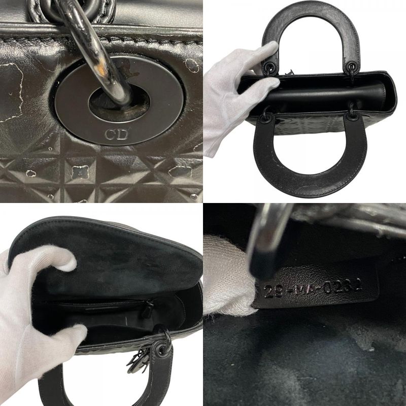 Christian DIOR Diamond Cannage 2WAY Shoulder Bag Handbag Bag Cabasn Brand Black