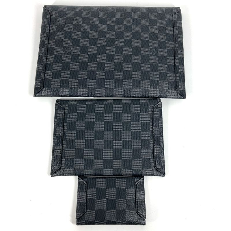 Louis Vuitton Clutch Bag Alpha Triple Pouch 3-piece Set N60255 Damier Graphite