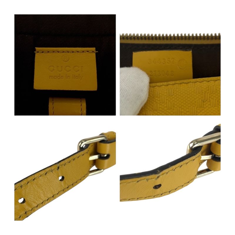 Gucci Diamante Yellow Silver Hardware Leather 344357 Business Bag Briefcase