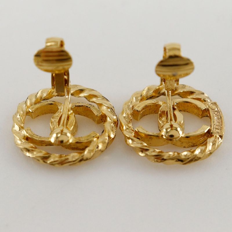 Chanel Coco Mark Vintage Gold Plated Ladies 7.0g Earrings