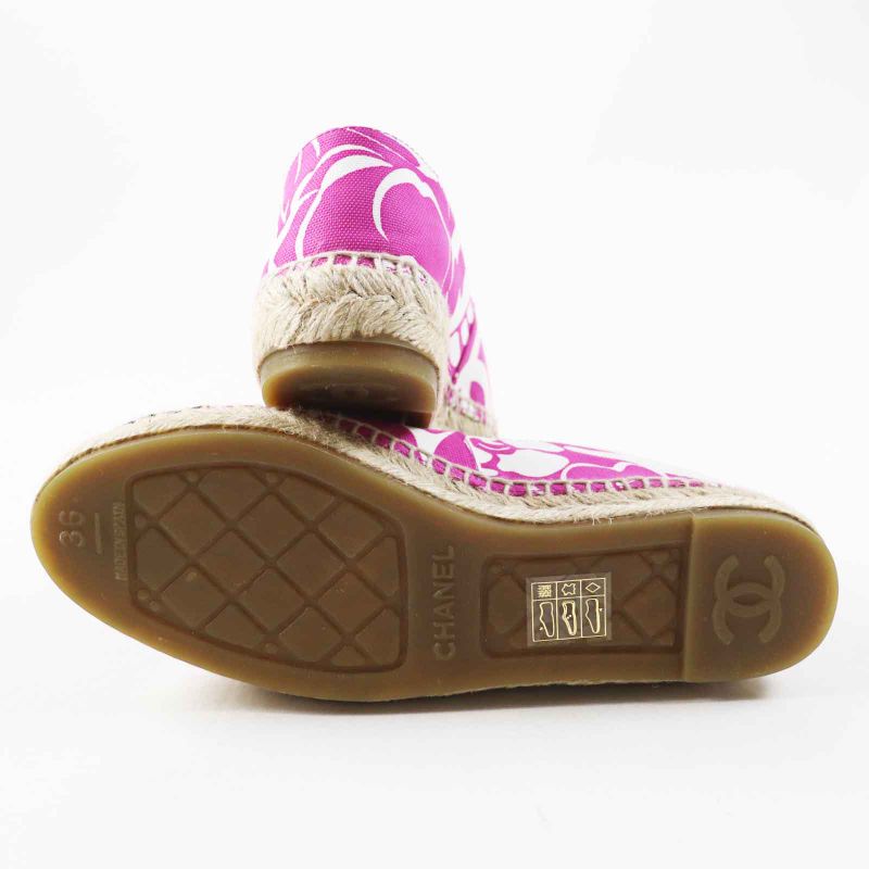 CHANEL G30898 Coco Mark Pattern Espadrilles Canvas Jute Purple 36 With