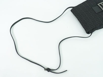 Authentic Fendi Zucchino Shoulder Bag Pochette Canvas Black 8bt075 Zucchino Bag