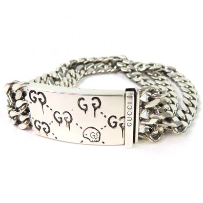 Gucci Ghost Skull GG Pattern Triple Chain Bracelet Silver