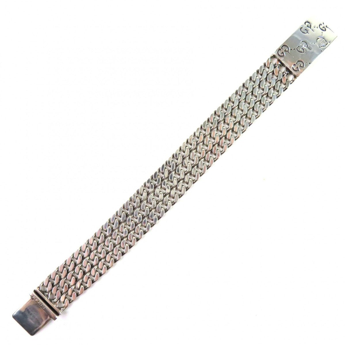 Gucci Ghost Skull GG Pattern Triple Chain Bracelet Silver — view 2