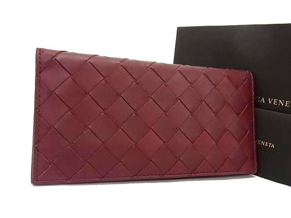 Bottega Veneta Intrecciato Leather Bifold Long Wallet Bordeaux Ay1103