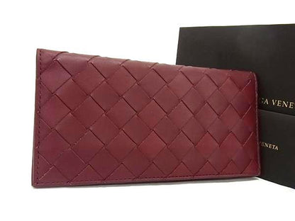 Bottega Veneta Intrecciato Leather Bifold Long Wallet Bordeaux Ay1103