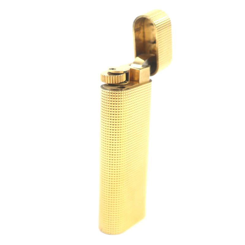  Cartier Oval Diamond Pattern Roller Gas Lighter Gold Men's