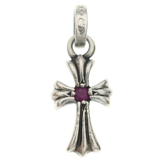 Chrome Hearts Crs Bbyfat P Rby Baby Fat Cross 1 Ruby Pendant Top Silver