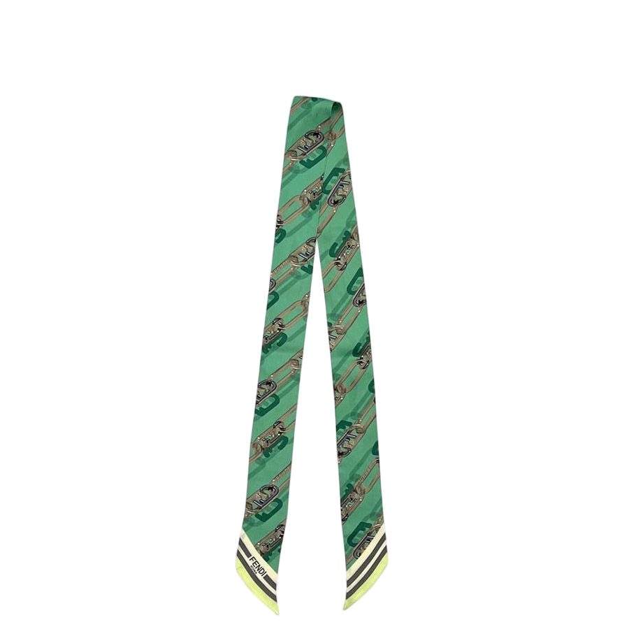 Fendi Ribbon Scarf Wrap Green Cleaned