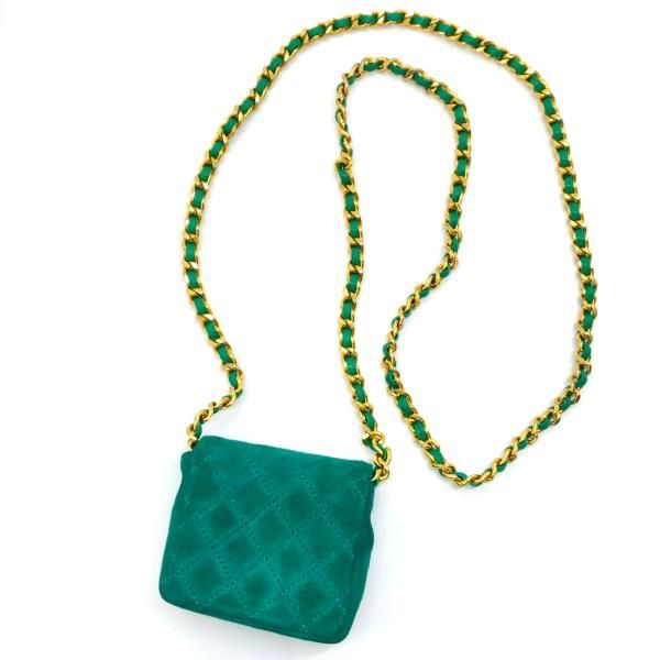 Chanel Suede Mini Chain Shoulder Bag Green