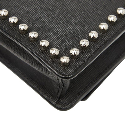 Fendi Carlito Studded Chain Shoulder Bag Wallet Bag 8m0346 Black Leather Women