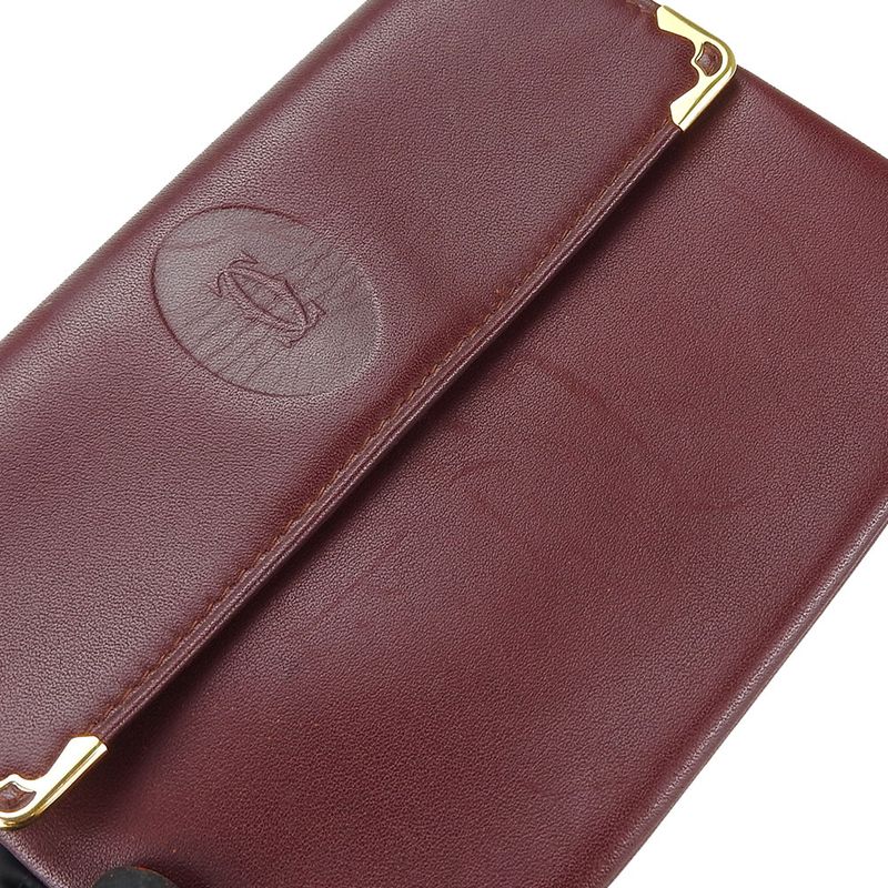 Cartier Pouch Must Line Leather Bordeaux Goldhardware Everyday Use Small Items