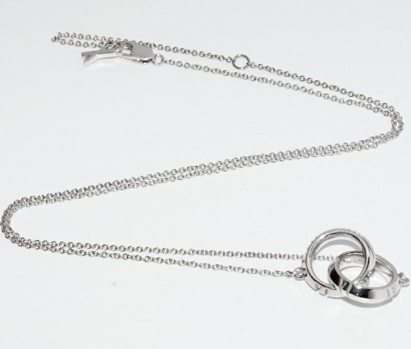 Tiffany & Co Pendant Necklace 18K White Gold Atlas X Closed Interlocking