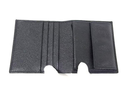 Bvlgari Leather Bifold Wallet Coin Purse Billfold Card Holder Men's Black