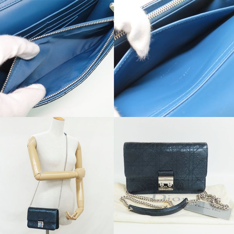 Dior Miss Dior Wallet Chain Shoulder Bag Metallic Blue - Svhardware