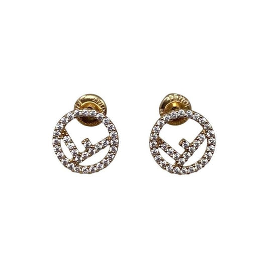 Fendi Earrings F Is Fendi 8ag7386dmf089u Crystal Logo Gold F Is Fendi
