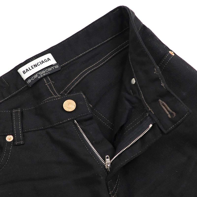Balenciaga 21ss Cut-Off Damaged Denim Pants 657647 Tjw63 Black 25