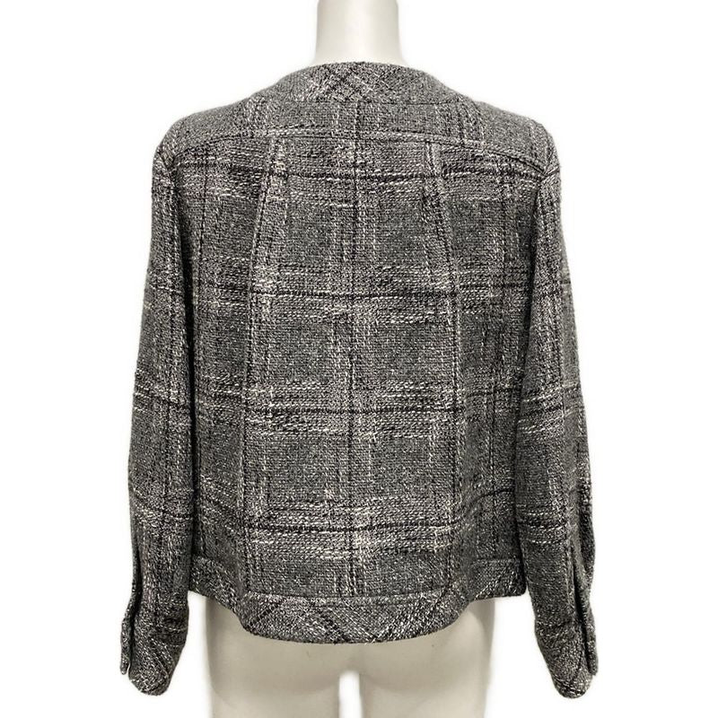 Chanel Jacket Size 40 M Women - P60828 Gray X Black X White Long Sleeve / Tweed