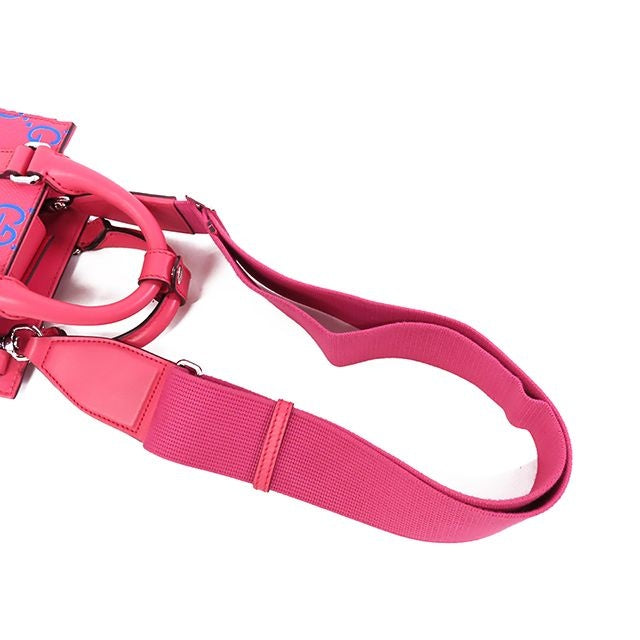 Gucci Pink Blue Leather GG Perforated Shoulder Bag — view 4