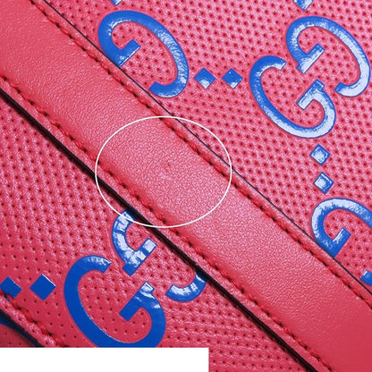Gucci Pink Blue Leather GG Perforated Shoulder Bag — view 6