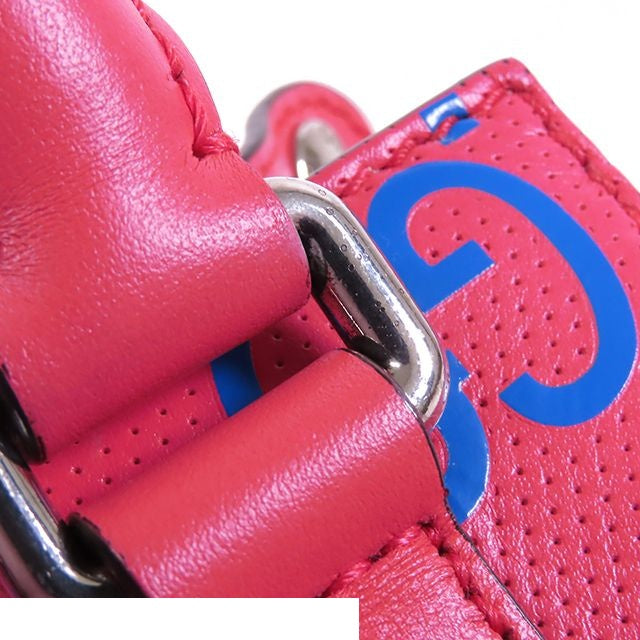 Gucci Pink Blue Leather GG Perforated Shoulder Bag — view 8