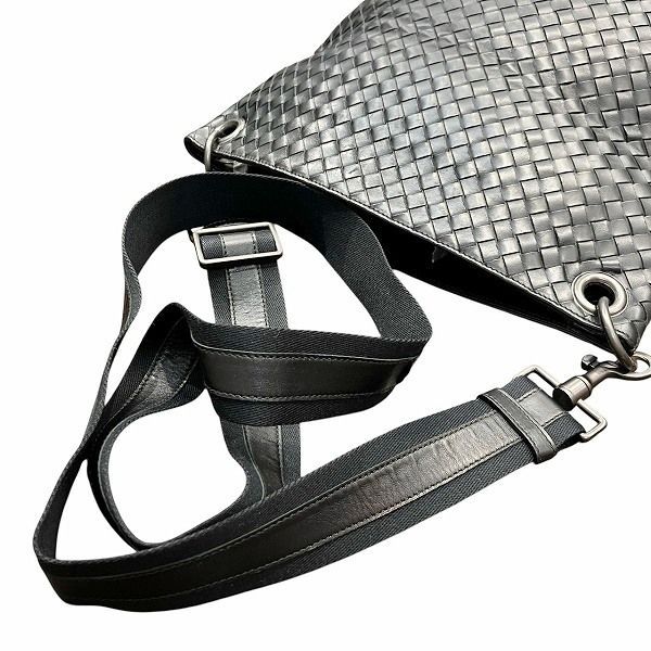 Bottega Veneta Intrecciato 161623 Black Leather Bag Shoulder Bag Unisex