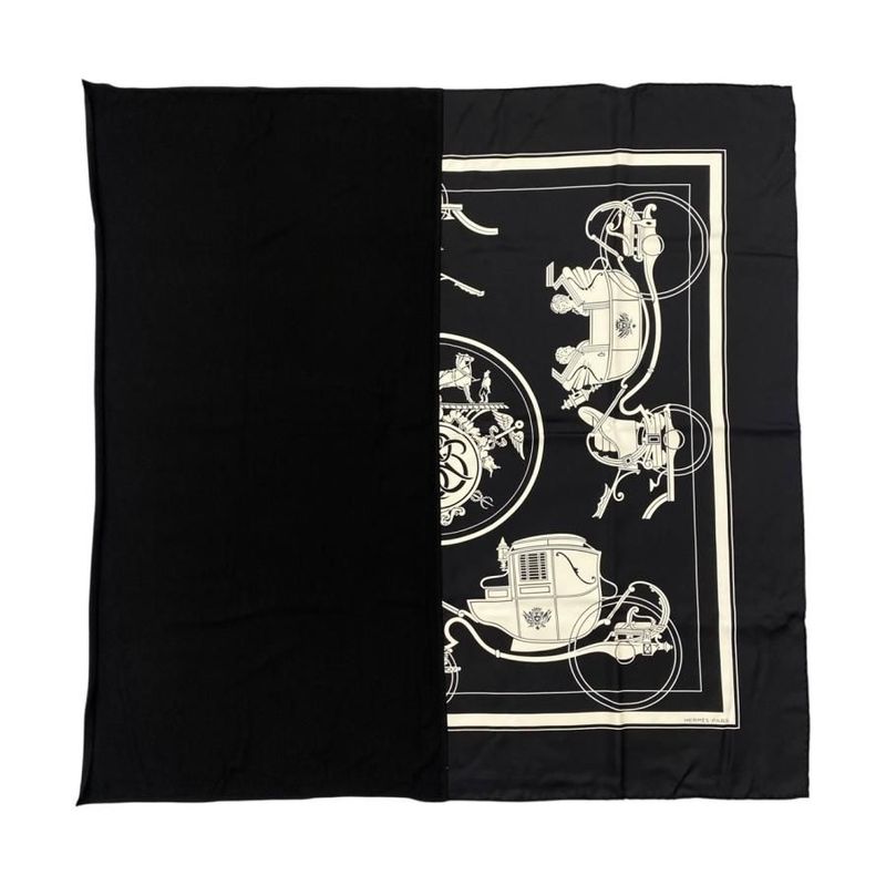 Hermes Scarf Carré H Hybrid 90 Ex-Libris Ecru Noir Black Hybride Ex-Libris