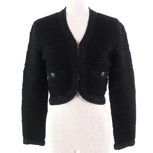 CHANEL 21P P70500 100% Cotton Coco Mark Button Coco Button Cropped Knit