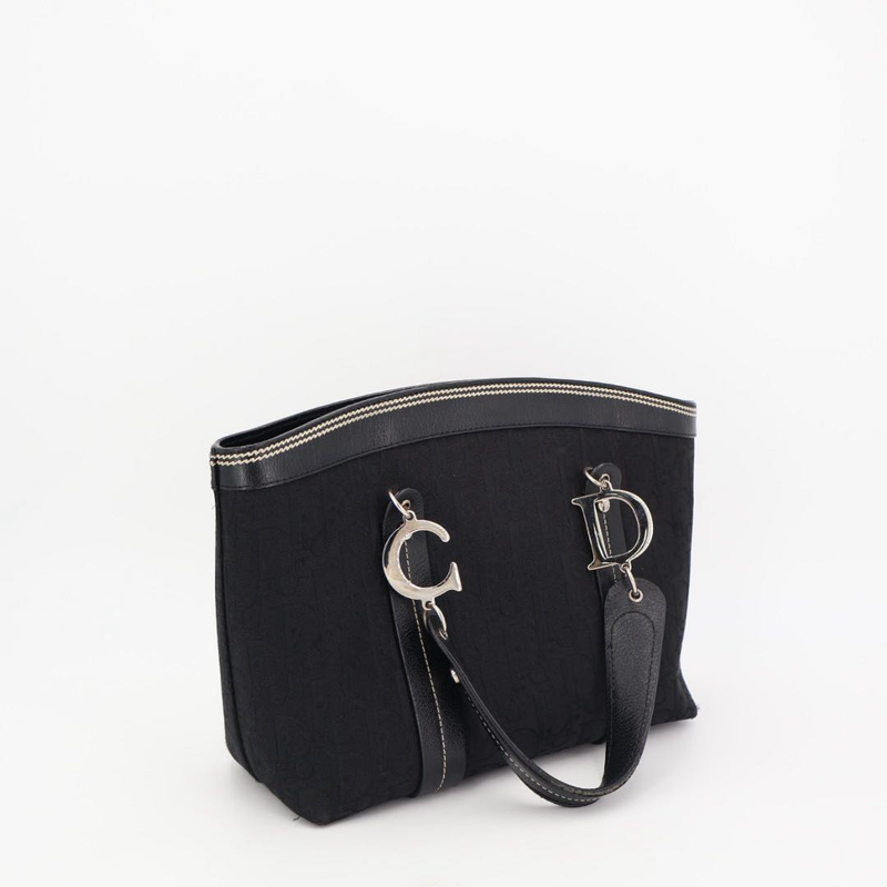 Christian DIOR Trotter Flower Embroidered Tote Handbag