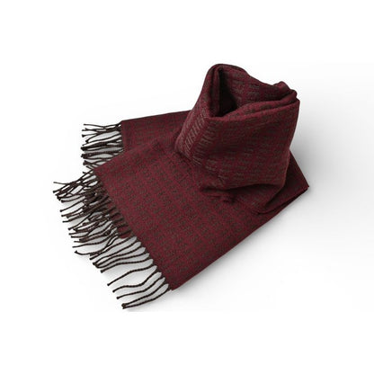 Fendi Muffler Winter Scarf 100% Wool FF Logo Burgundy