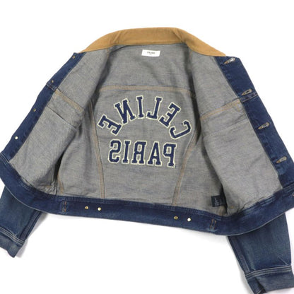 Celine 2q493365m Trucker Jacket 100% Cotton Back Logo Triomphe Button Collar