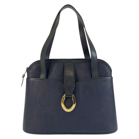Dior Vintage Trotter Navy Gold Leather Handbag