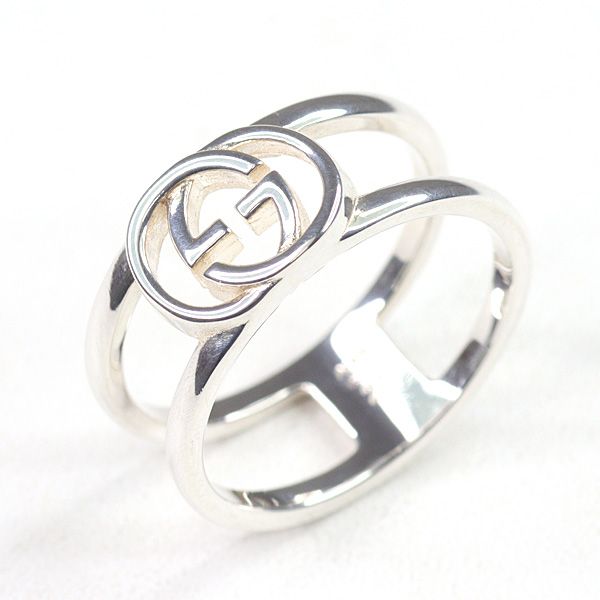 Gucci Interlocking Wide Open Band Star Ring Silver Ag925 Size 21 (actual Size