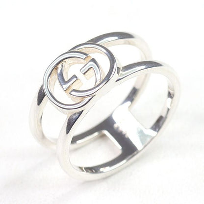 Gucci Interlocking Wide Open Band Star Ring Silver Ag925 Size 21 (actual Size