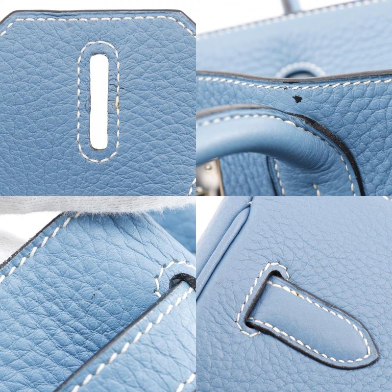 Hermes Birkin 30 Taurillon Clemence Blue Jean Silver Hardware □H Ladies Handbag