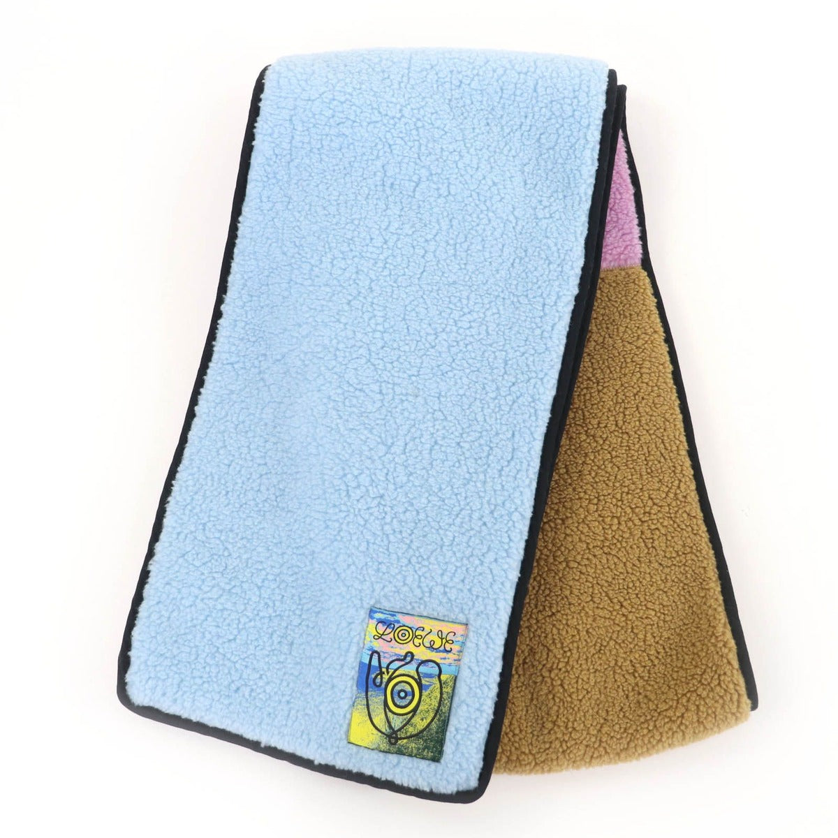 Loewe Cotton Logo Large Shearling Scarf Shawl Multicolor