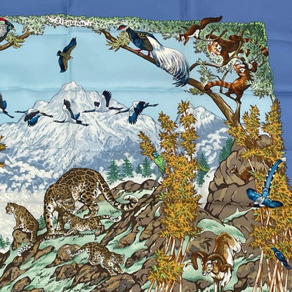 Hermes Carre 90 Sichuan Silk Scarf Blue