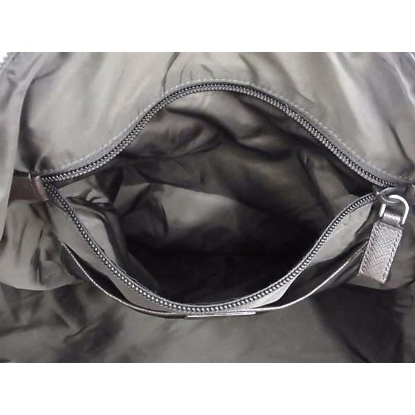Prada Shoulder Bag Triangle Logo Green Brown Tessuto Nylon Check Pattern 2-Way — view 8
