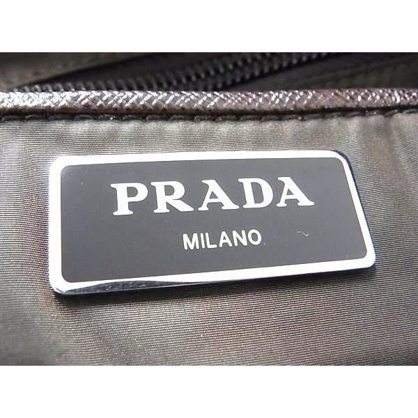 Prada Shoulder Bag Triangle Logo Green Brown Tessuto Nylon Check Pattern 2-Way — view 9