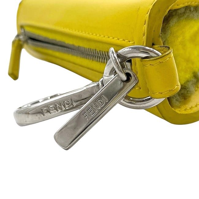 Fendi Charm Pouch Yellow 7ar706 Excellent Condition Leather Fur