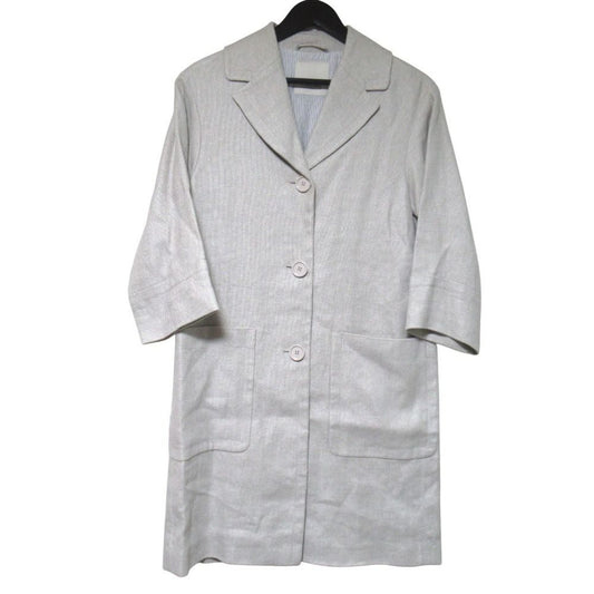 Max Mara 'S Linen Cotton Single Chesterfield Coat Grey