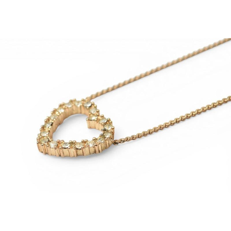Dior Necklace Pendant Vintage Heart Motif Rhinestone Gold — view 6